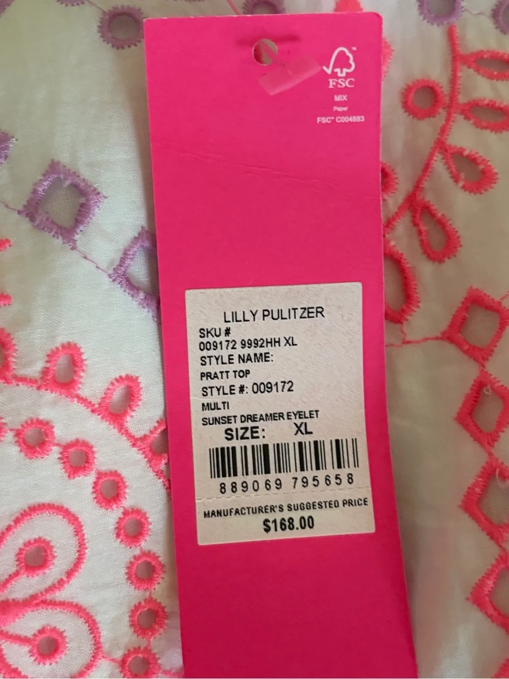 Lilly Pulitzer Pink & Lavender Printed Puff-Sleeve Blouse